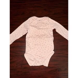 H&M Pink Long Sleeve Polka Dotted Bodysuit Size 12 Months